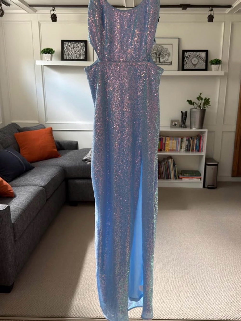 Simons Sparkling Light Blue Sequin Maxi Dress